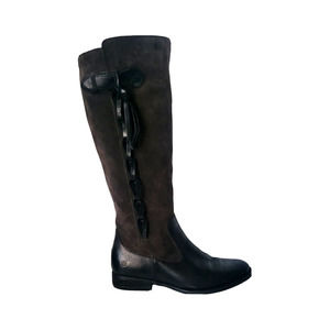 Born Cook Black/Dark Grey Leather Riding Women Boots Size 8 M